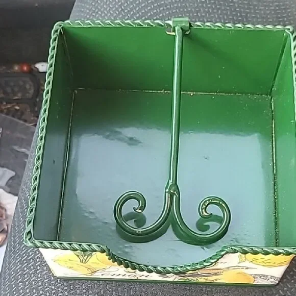 Green Metal Napkin Holder with a Lemon Pattern - Picture 1 of 8